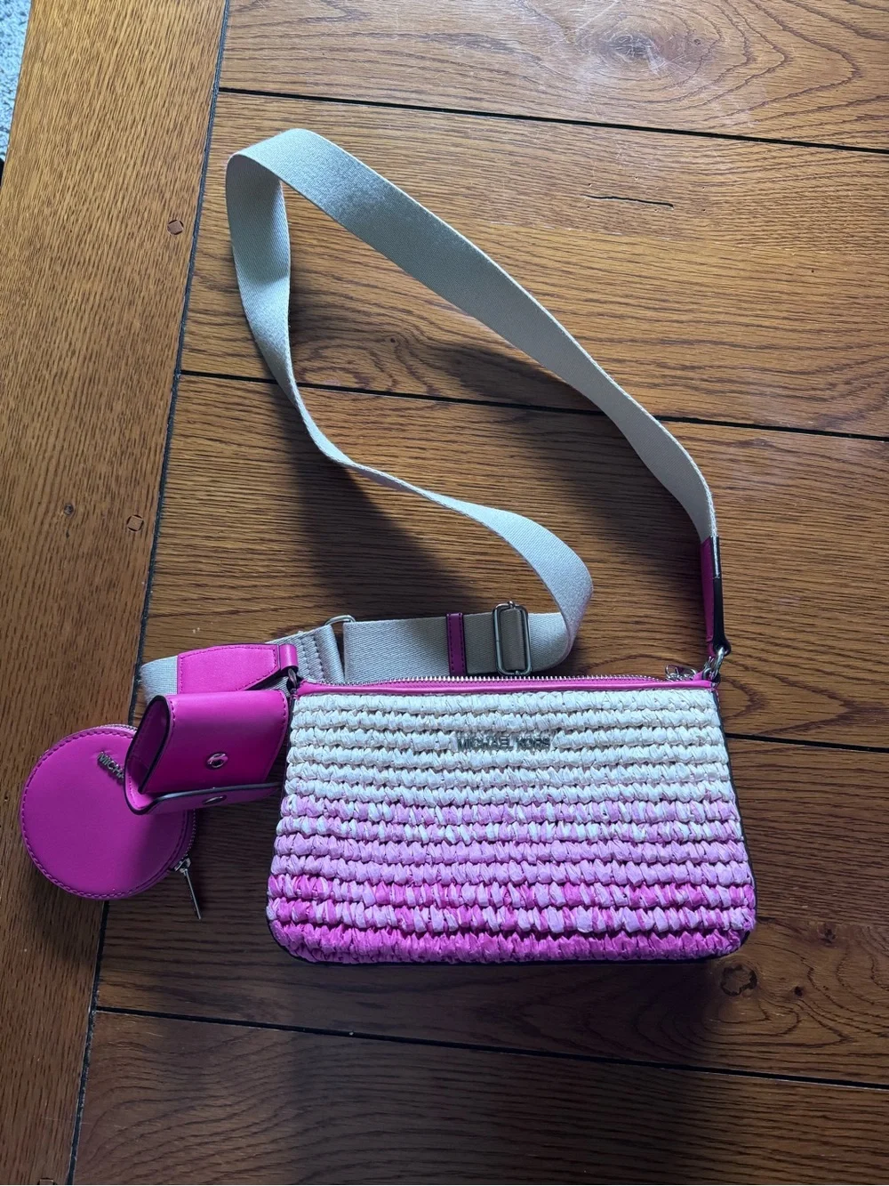 Michael Kors Like New Woven Ombre Pink Crossbody Bag - Picture 1 of 6
